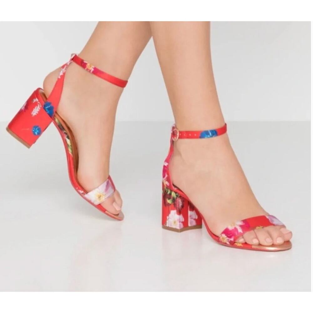 Ted Baker Rozie Block Heel Sandal In Berry Sundae Size 38.5
